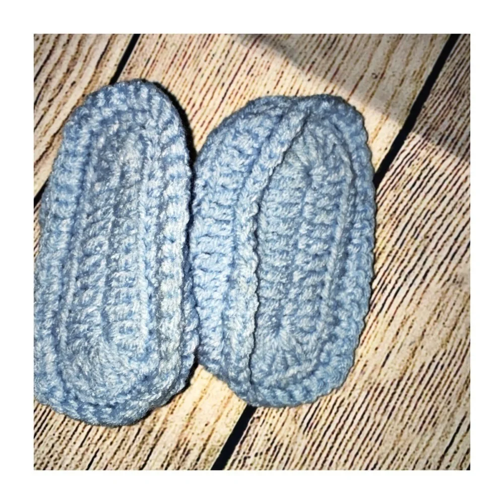 Homemade Infant Booties Size 6-12 M Light Blue